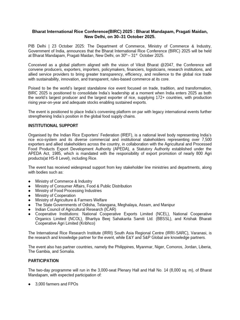 Vf1 Birc Pib Press Note 24.10 SB 2 | PDF | Agriculture | Rice
