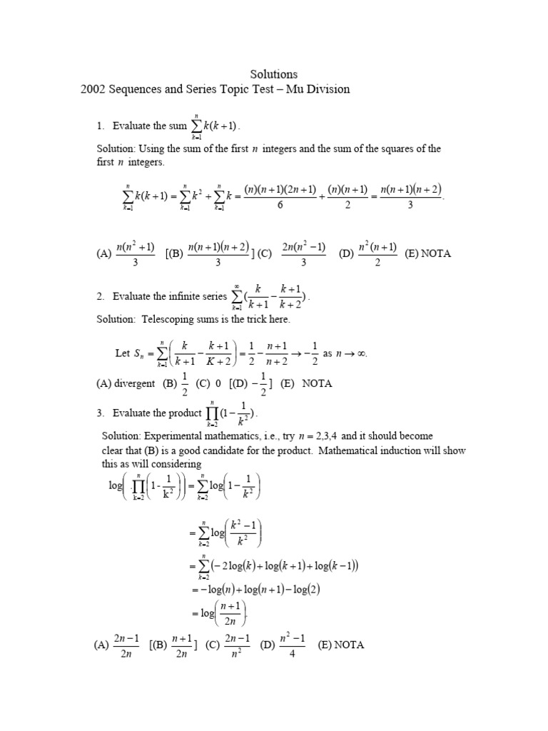 Mu Sequences and Series Solutions | PDF | Power Series | Sequence