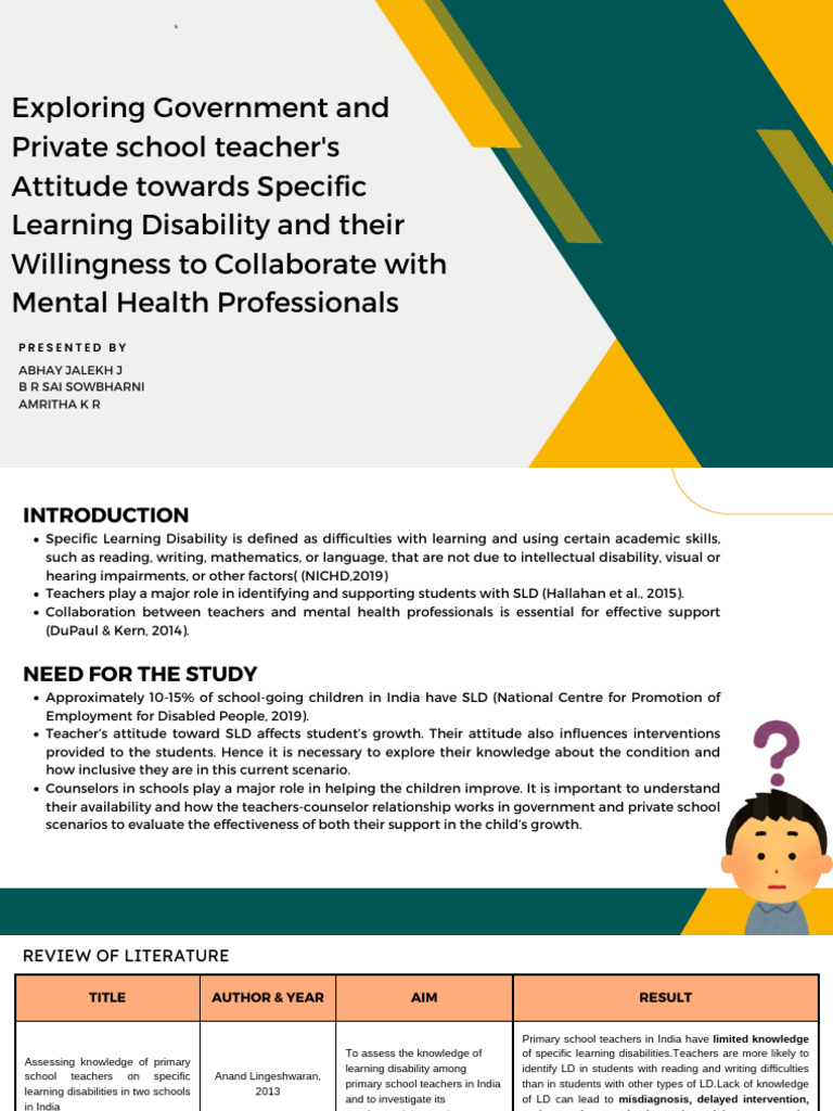 Teacher Attitudes on Learning Disabilities | PDF | Learning Disability ...