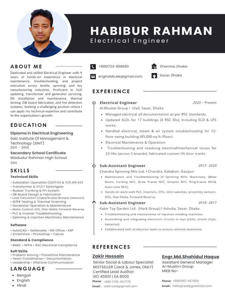 Professional Modern CV Resume | PDF | Electrical Engineering | Electricity