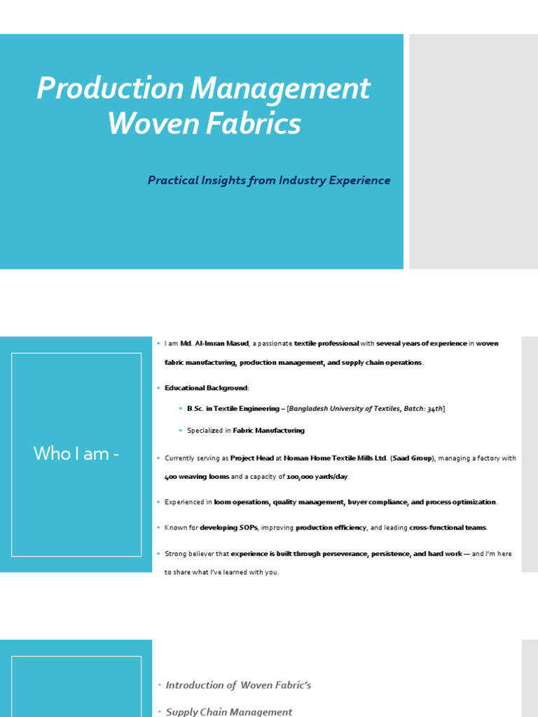 Woven Fabric Production Management Insights | PDF | Loom | Weaving