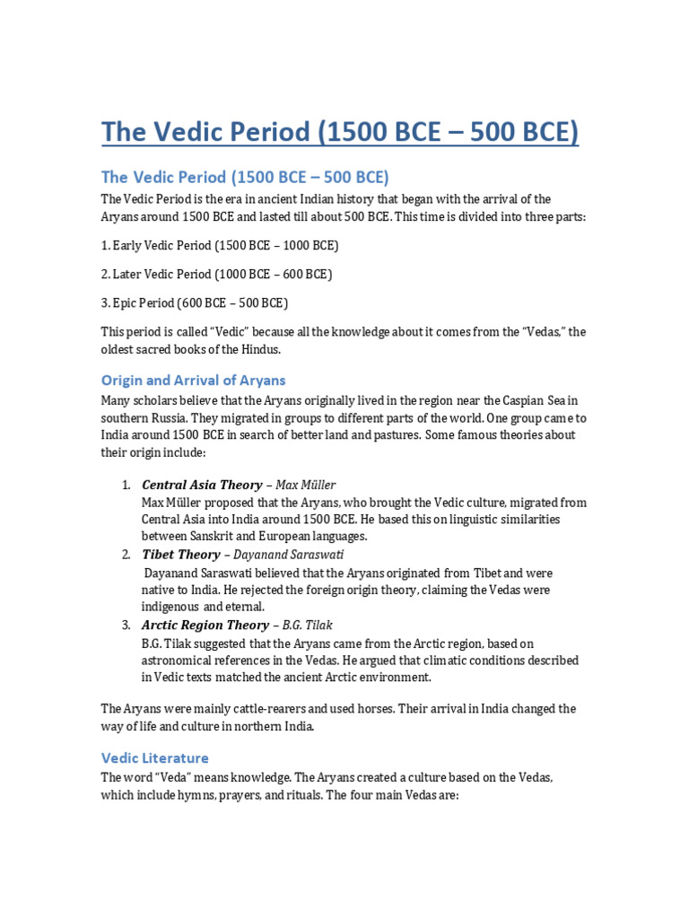Vedic Period | PDF | Vedas | Hindu Literature