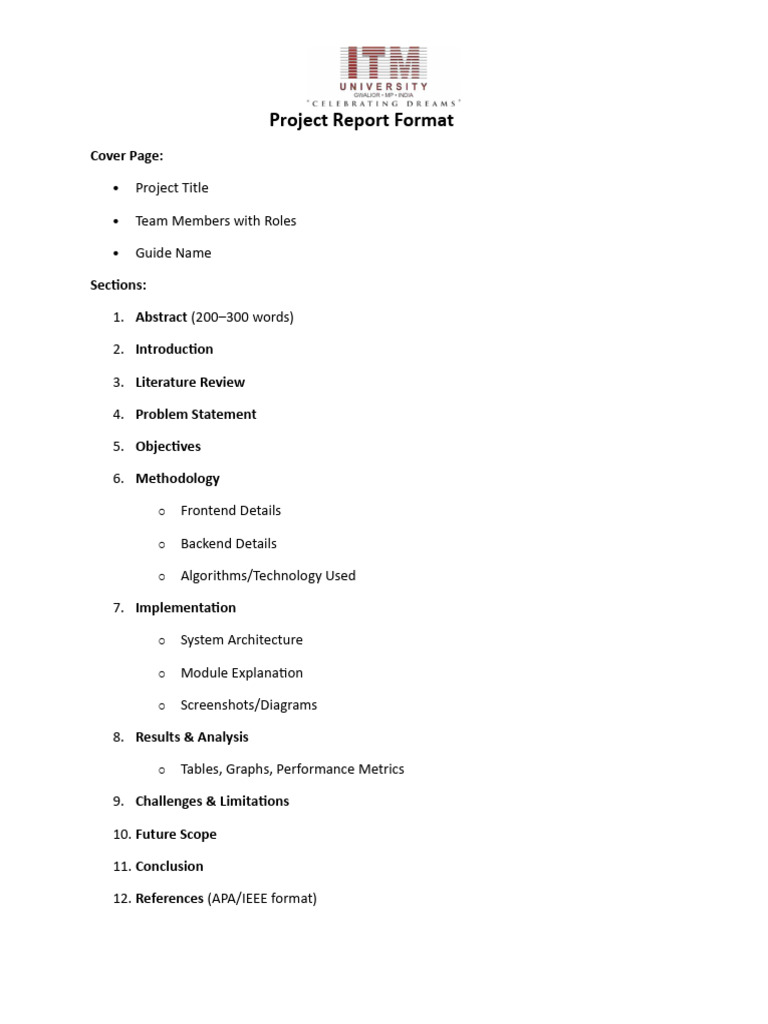 Major - Minor Project Format | PDF