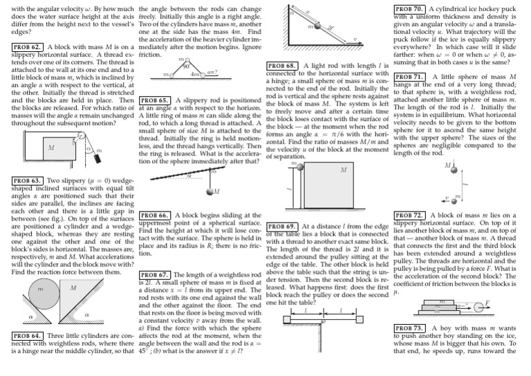 Physics Problems on Motion and Forces | PDF | Sphere | Mass
