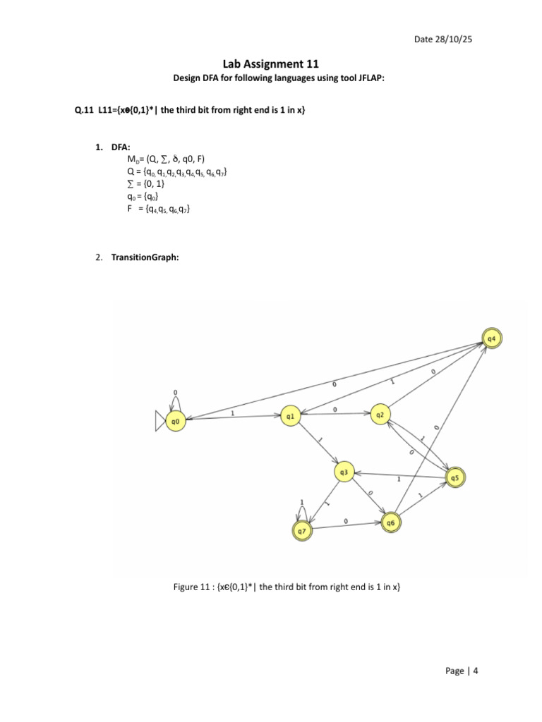 DFA Design for Bit Language in JFLAP | PDF