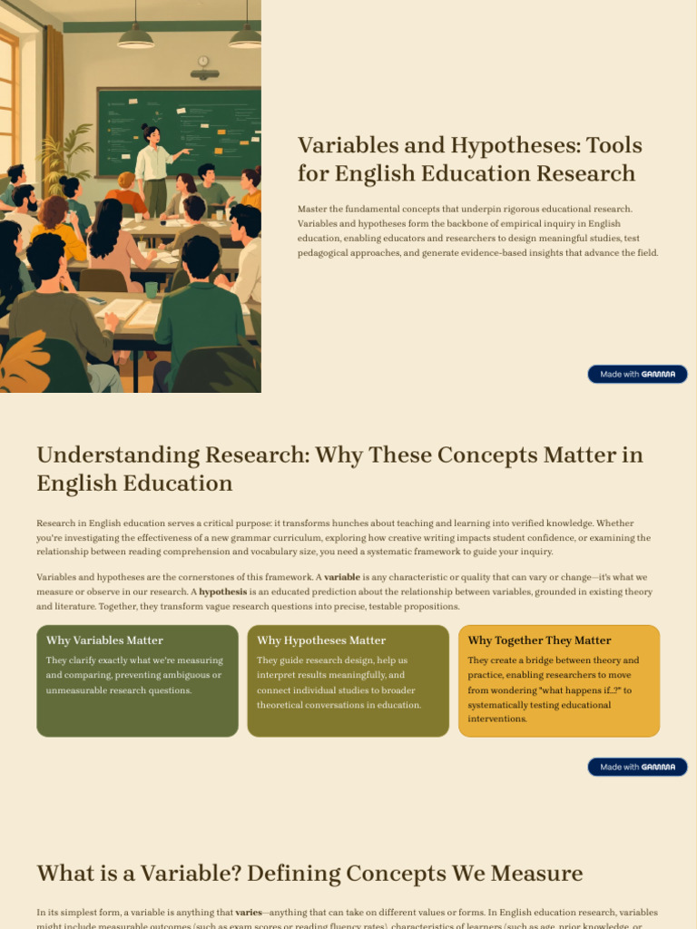Variables and Hypotheses Tools For English Education Research | PDF ...