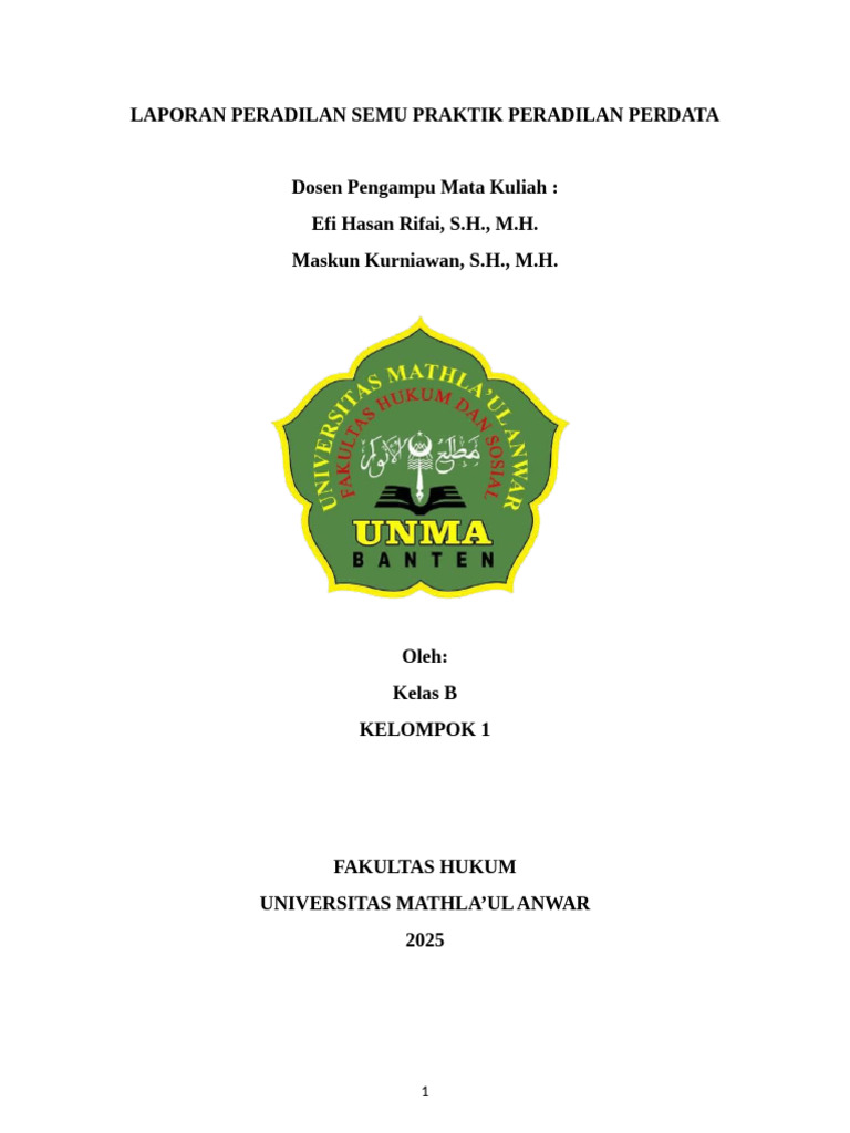 Laporan Praktikum Peradilan Semu Perdata | PDF