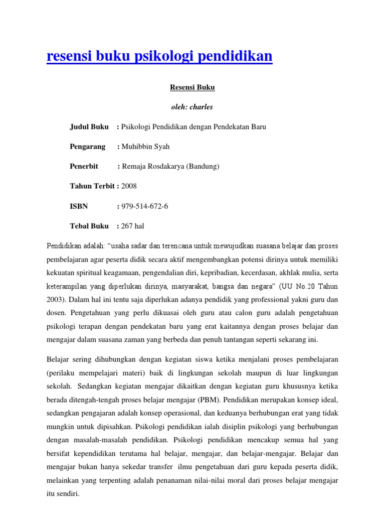 Resensi Buku Psikologi Pendidikan
