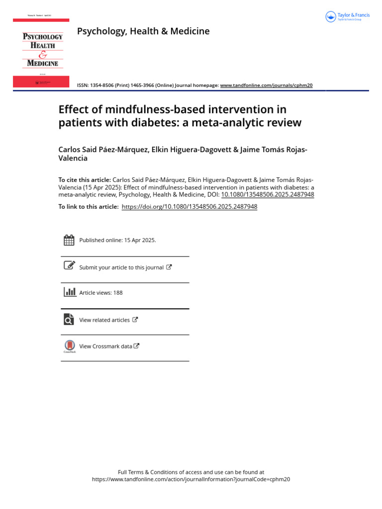 Mindfulness Impact on Diabetes Management | PDF | Systematic Review ...