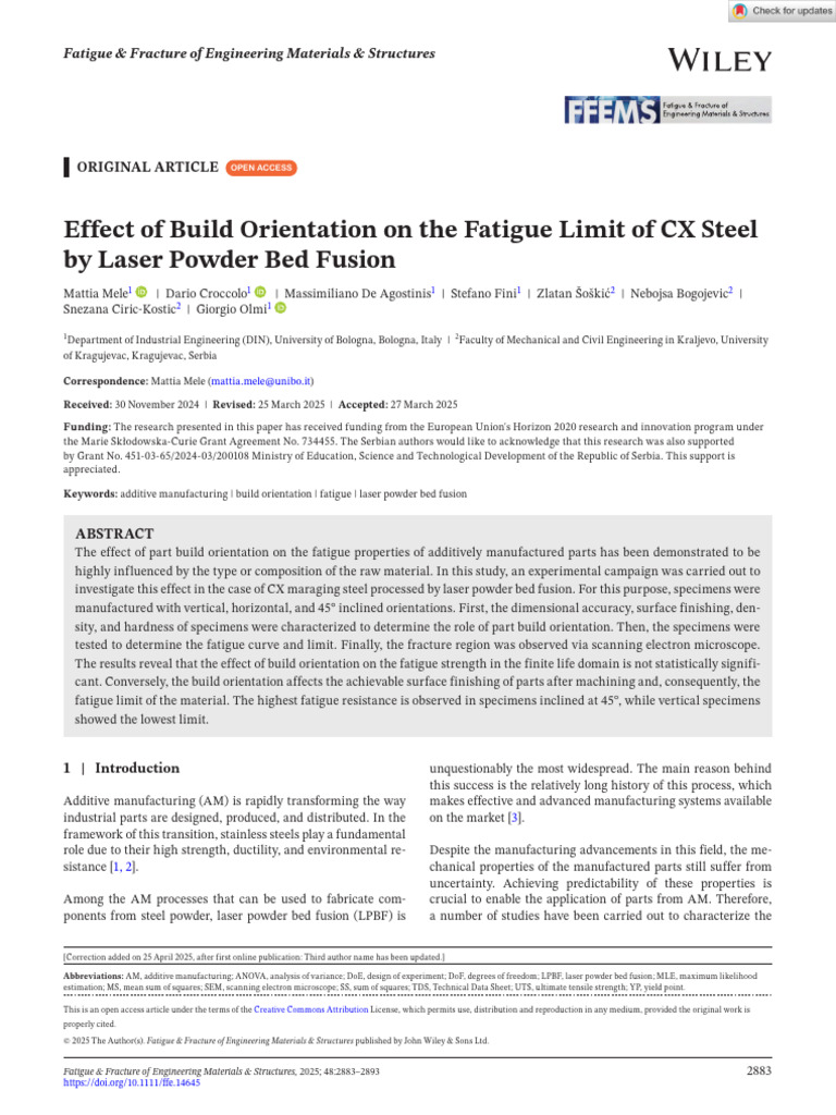 Effect of Build Orientation On The Fatigue Limit of CX Steel by Laser ...