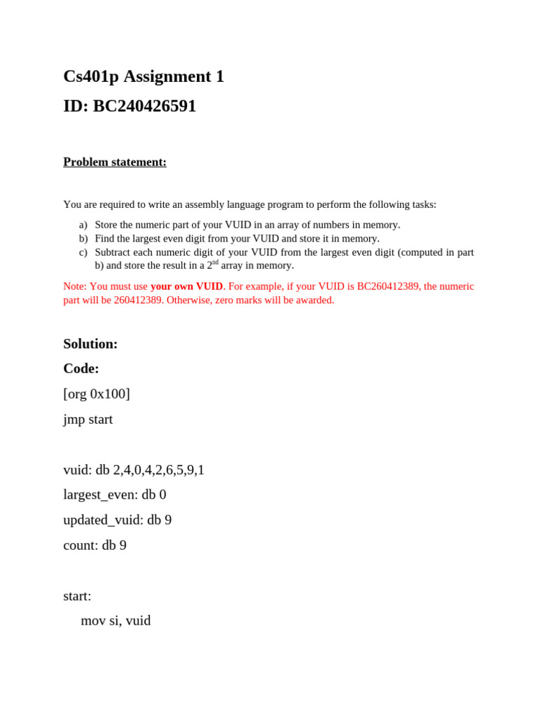 Cs401p Assignment 1 | PDF