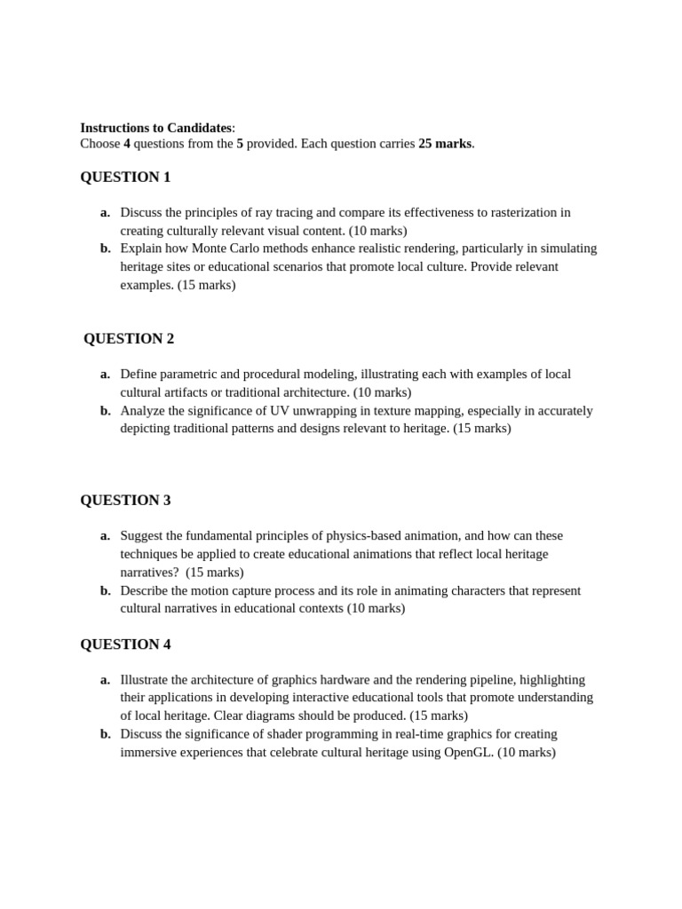 Exam Questions on Cultural Heritage Graphics | PDF