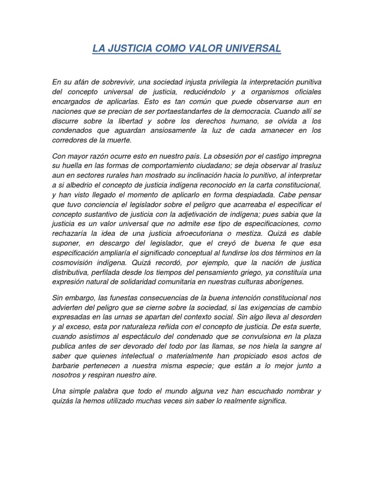La Justicia Como Valor Universal | PDF | Justicia | Crimen y violencia