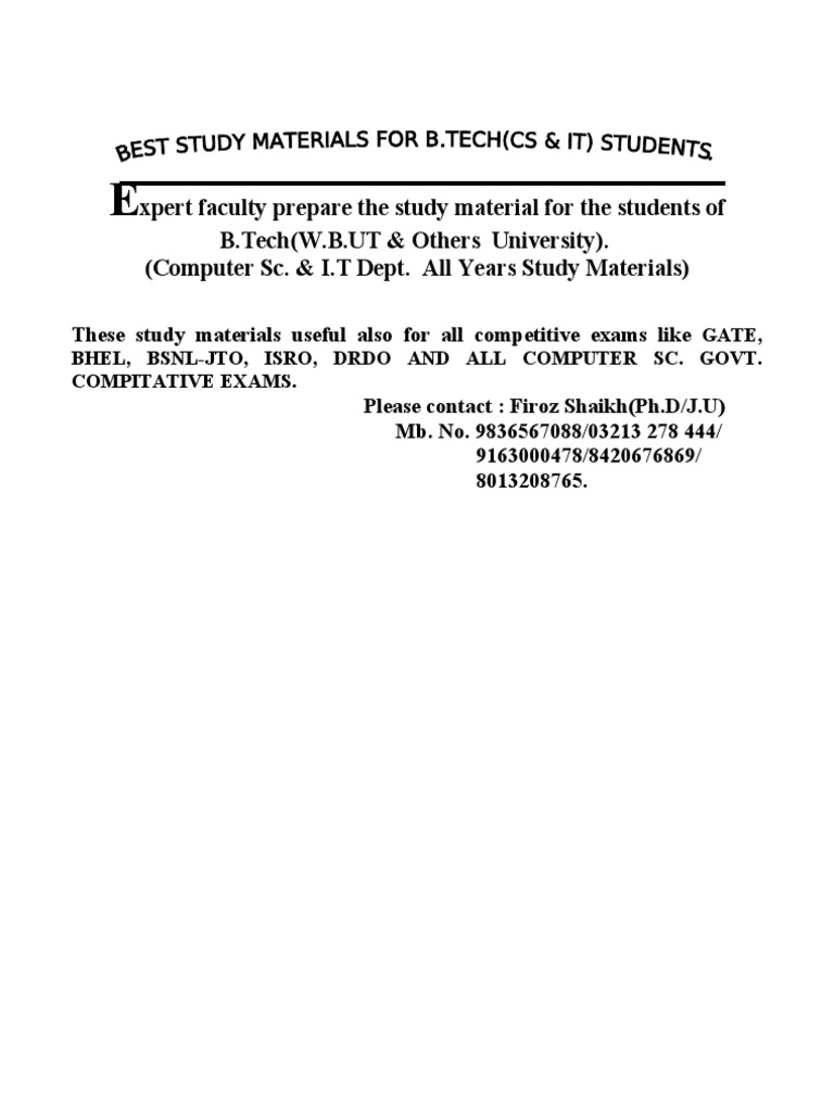 B.Tech & Exam Study Materials | PDF