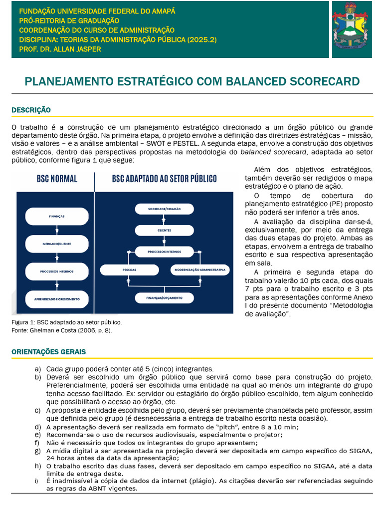 Descrição Do Trabalho - Planejamento Estratégico Com Balanced Scorecard ...