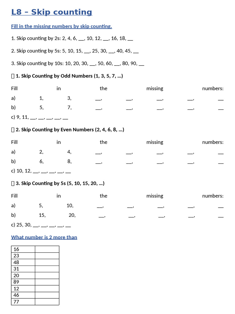L8 - Skip Counting | PDF