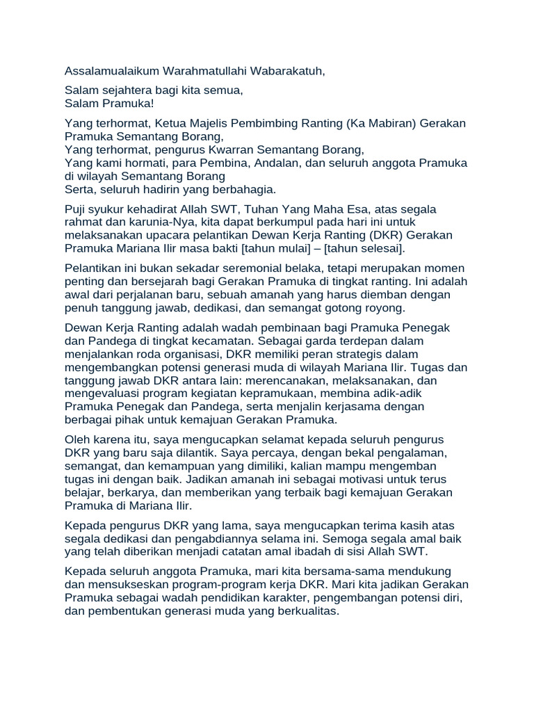 Pelantikan Dewan Kerja Ranting Pramuka | PDF