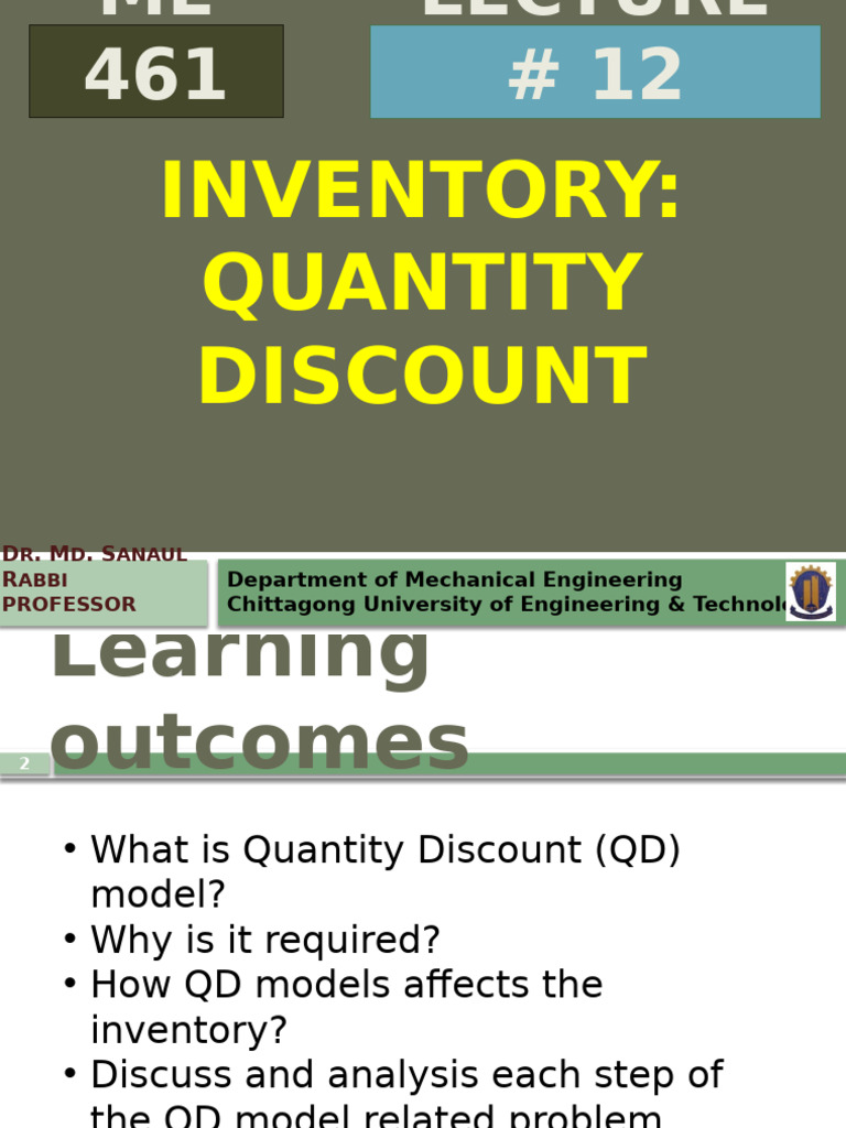 Quantity Discount Model in Inventory Management | PDF | Pricing | Economics