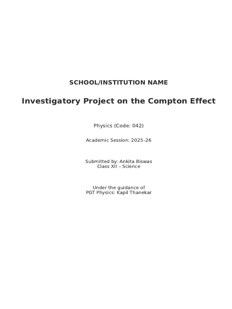 Investigating the Compton Effect | PDF | Physics | Physical Phenomena