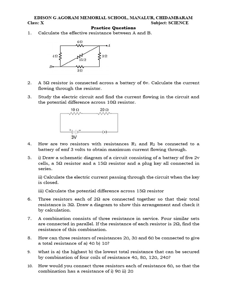 Class X Science Practice Questions | PDF