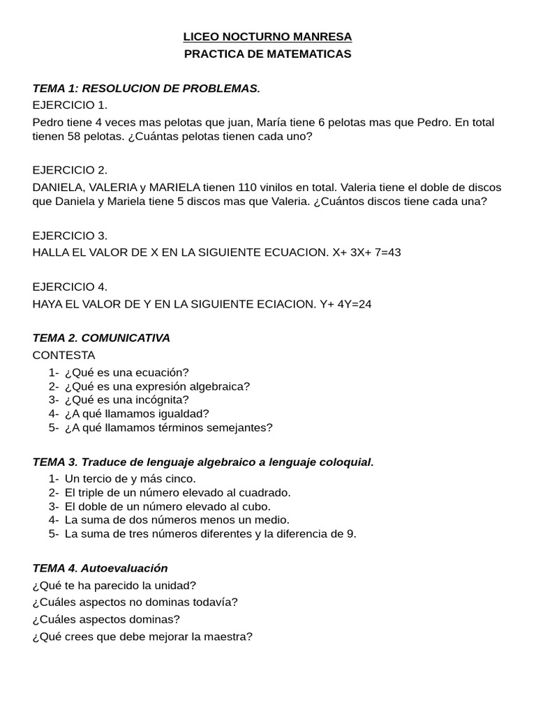 Practica de Mateaticas | PDF