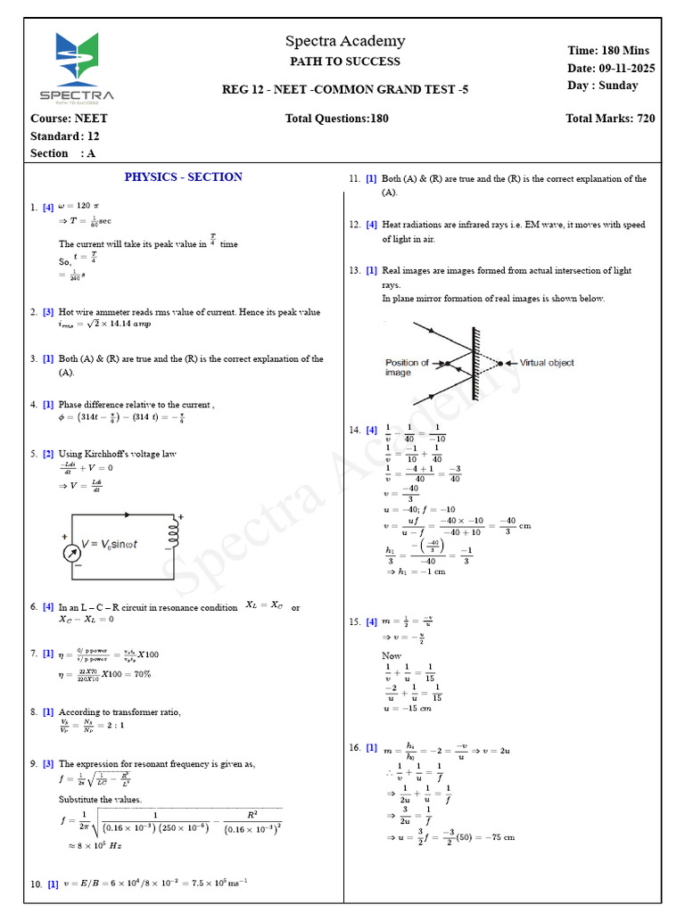NEET Grand Test 5 - Physics & Chemistry | PDF | Ligand | Ion