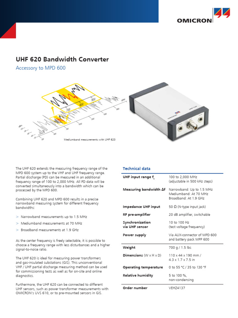 UHF 620 Bandwidth Converter Overview | PDF | Hertz | Bandwidth (Signal ...