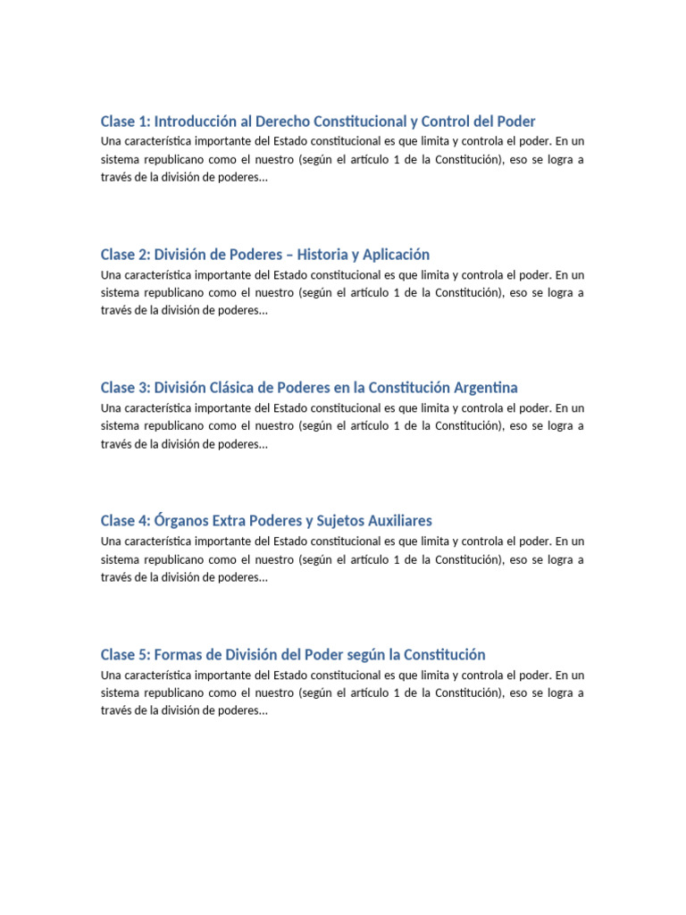 Derecho Constitucional y División de Poderes | PDF