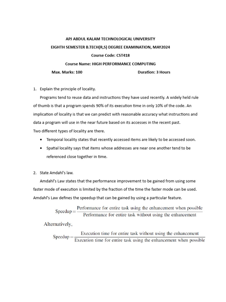 High Performance Computing Exam Guide | PDF | Computer Science ...