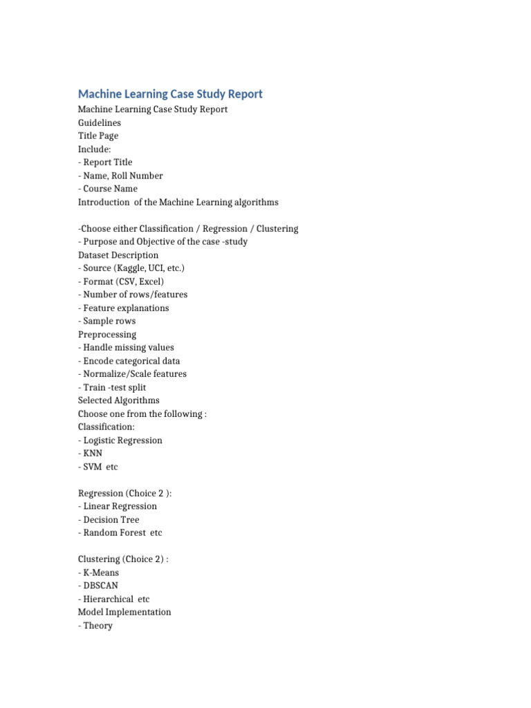 Machine Learning Case Study Report | PDF
