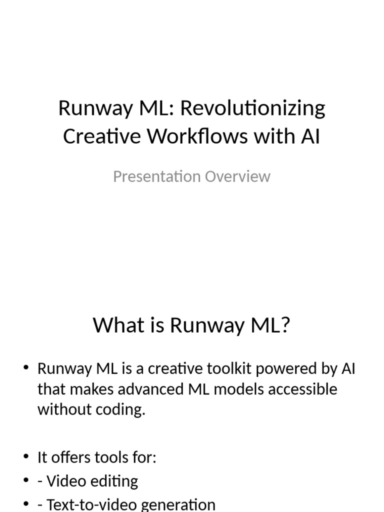 Runway ML: AI Tools for Creatives | PDF