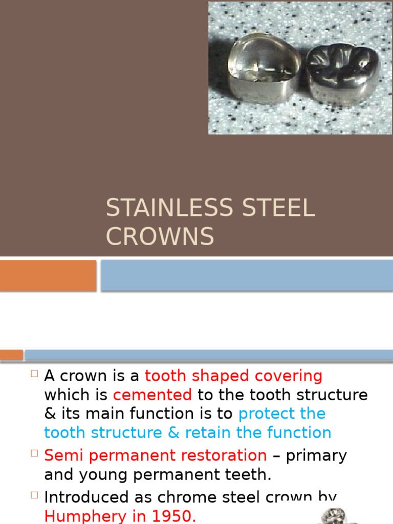 Stainless Steel Crown Classification And Composition PDF Dental 