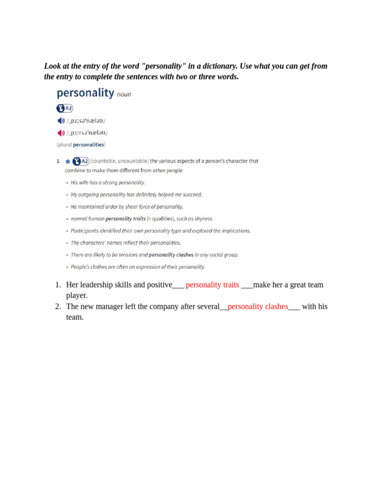 Dictionary Entries for Key Terms | PDF