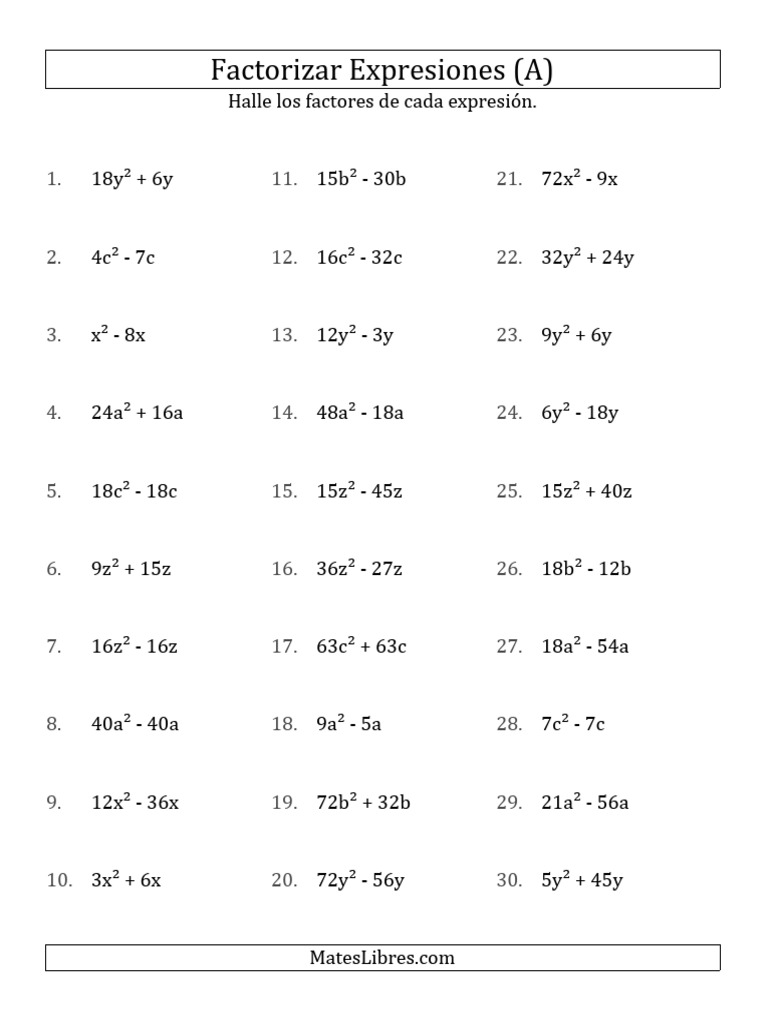 Algebra Factorizar Cuadr Si Coef Compuesto Mult Pos 001qp.1468334281 | PDF