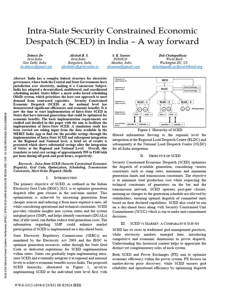 Intra-State SCED Implementation in India | PDF | Electrical Grid ...