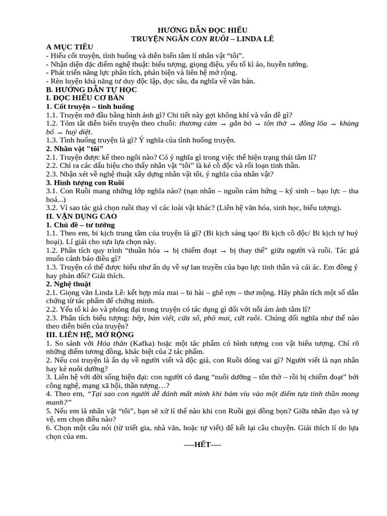 Hướng Dẫn Học - Con Ruồi | PDF