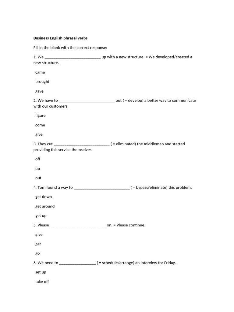 Business English Phrasal Verbs Guide | PDF