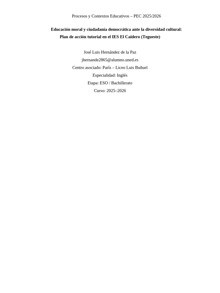 PEC PYCE IES El Caidero JL Hernandez de La Paz v10 FINAL | PDF ...