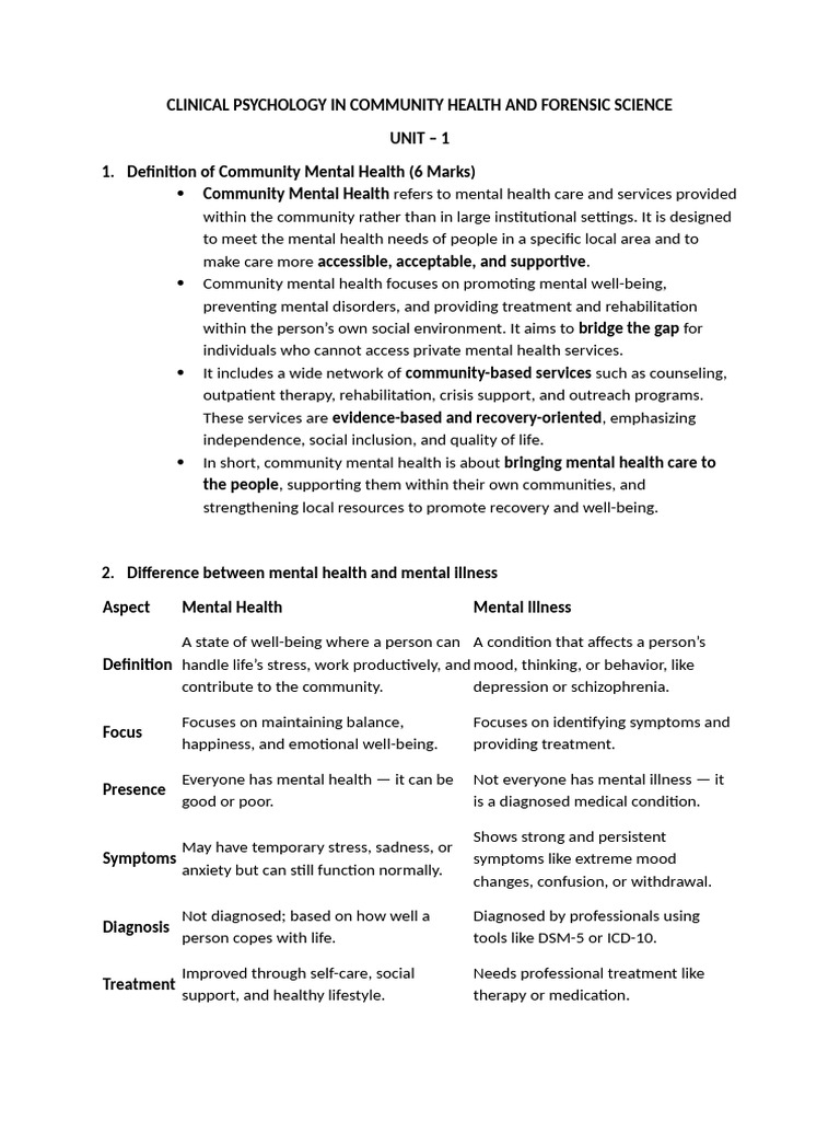 Community Mental Health Overview | PDF | Mental Health | Mental Disorder