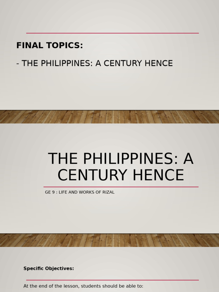 Rizal's Vision for the Philippines' Future | PDF | Philippines ...