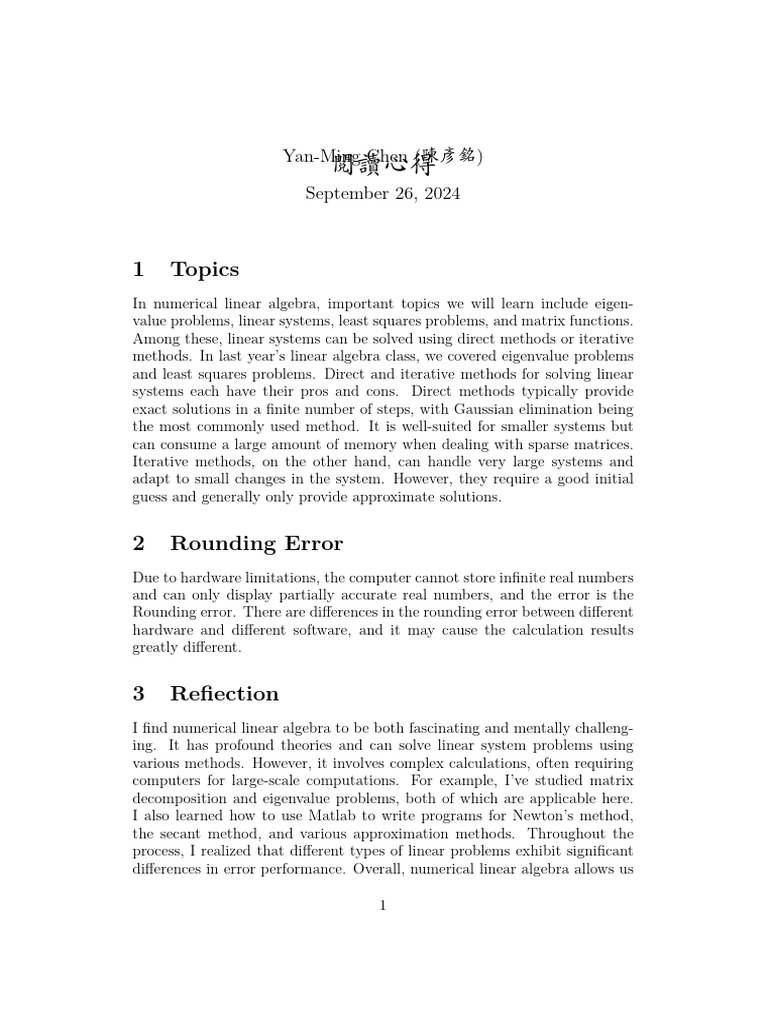 Numerical Linear Algebra Insights | PDF