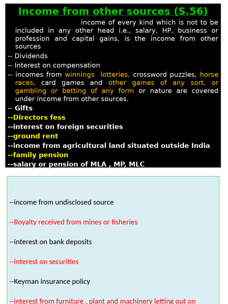 Income from Other Sources Explained | PDF | Income | Dividend