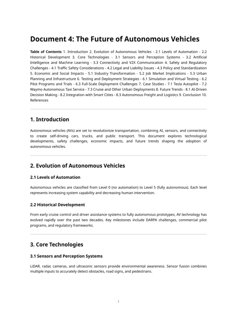 Future of Autonomous Vehicles Explained | PDF | Waymo | Artificial ...