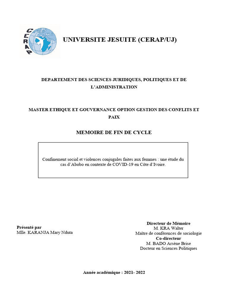 Violences Conjugales et COVID-19 à Abobo | PDF | Violence contre les ...