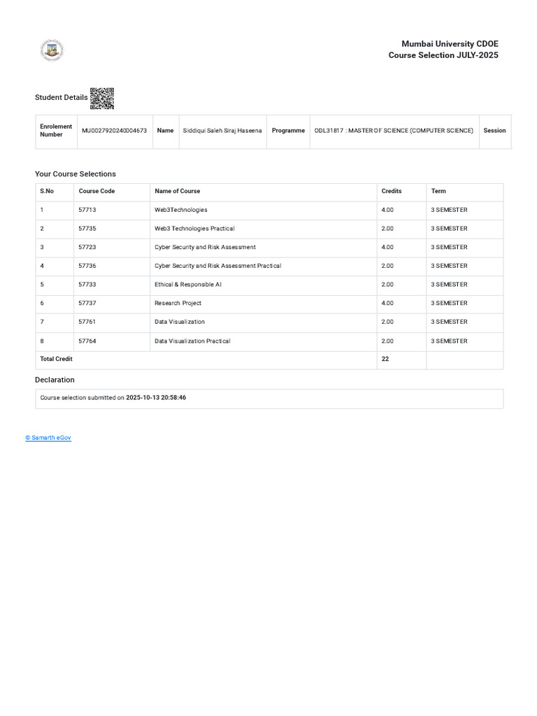 Course Selection for MSc Computer Science | PDF