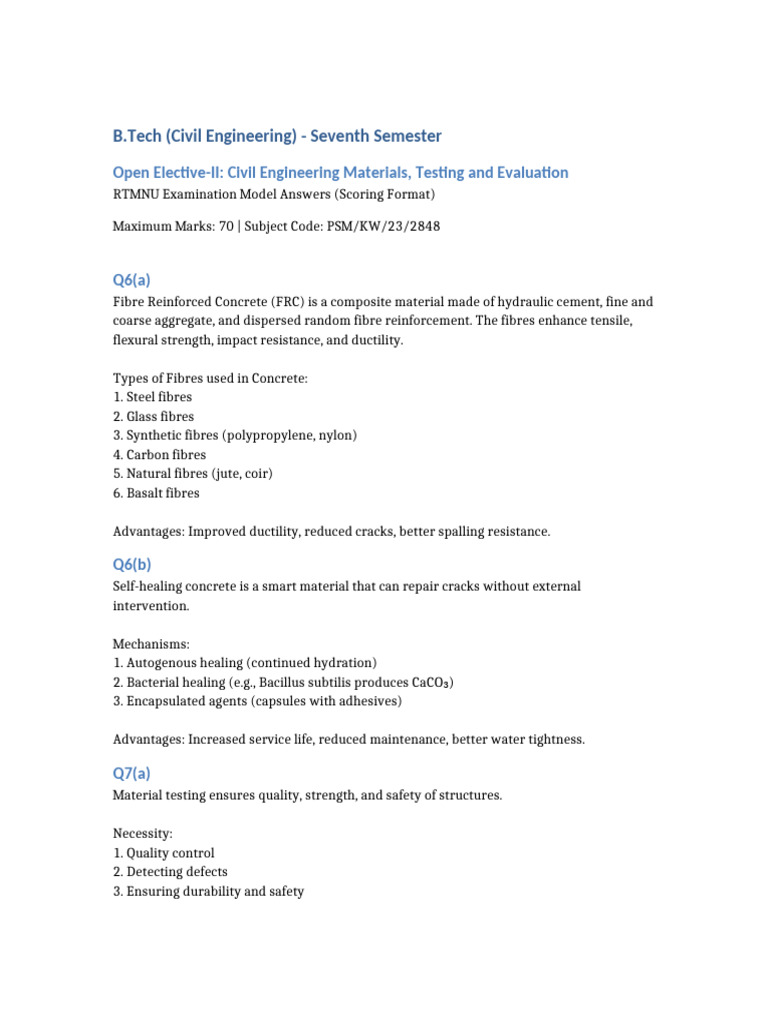 Civil Engineering Materials & Testing Guide | PDF | Concrete | Ductility