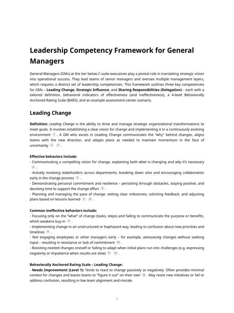 Leadership Competencies for General Managers | PDF | Leadership ...