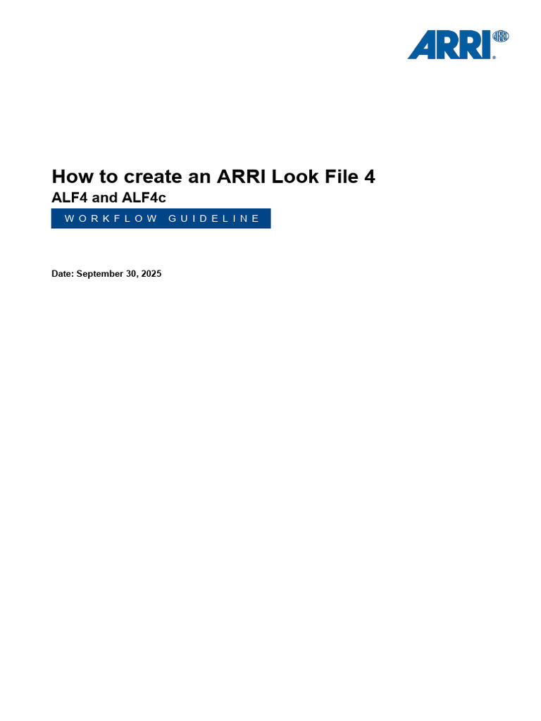 Arri How To Create An Arri Look File 4 Workflow Guideline en Data | PDF ...