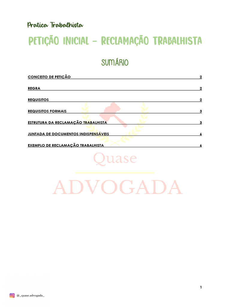 Modelo de Petição Inicial Trabalhista | PDF | Queixa | Advogado