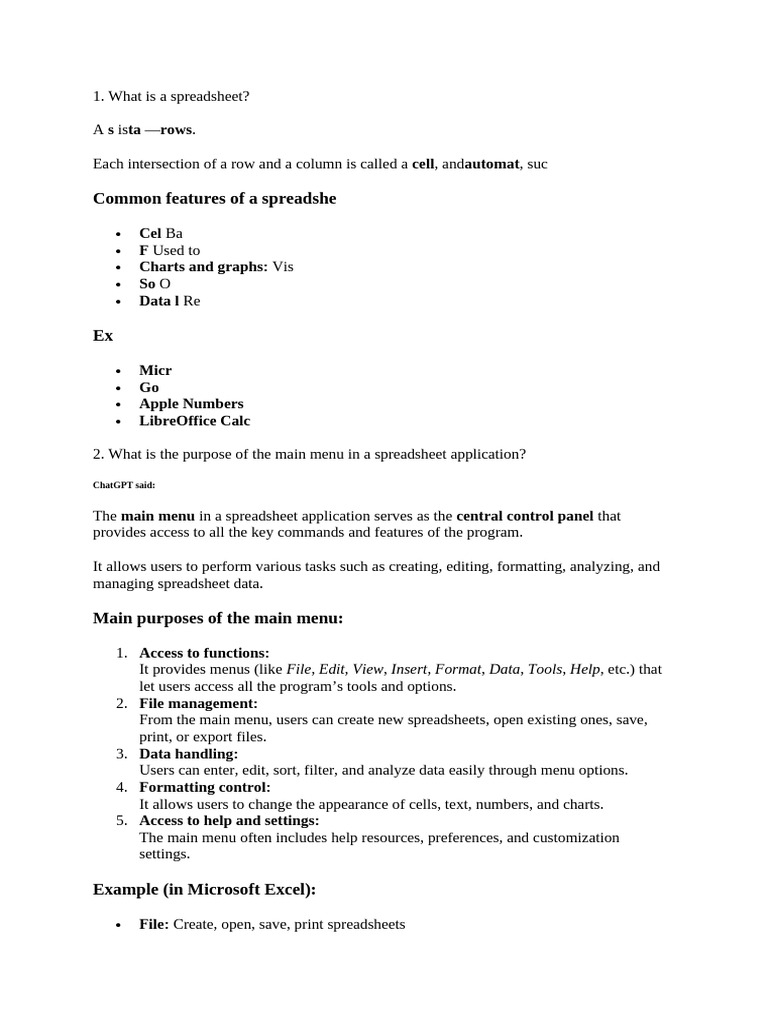 Understanding Spreadsheet Basics | PDF